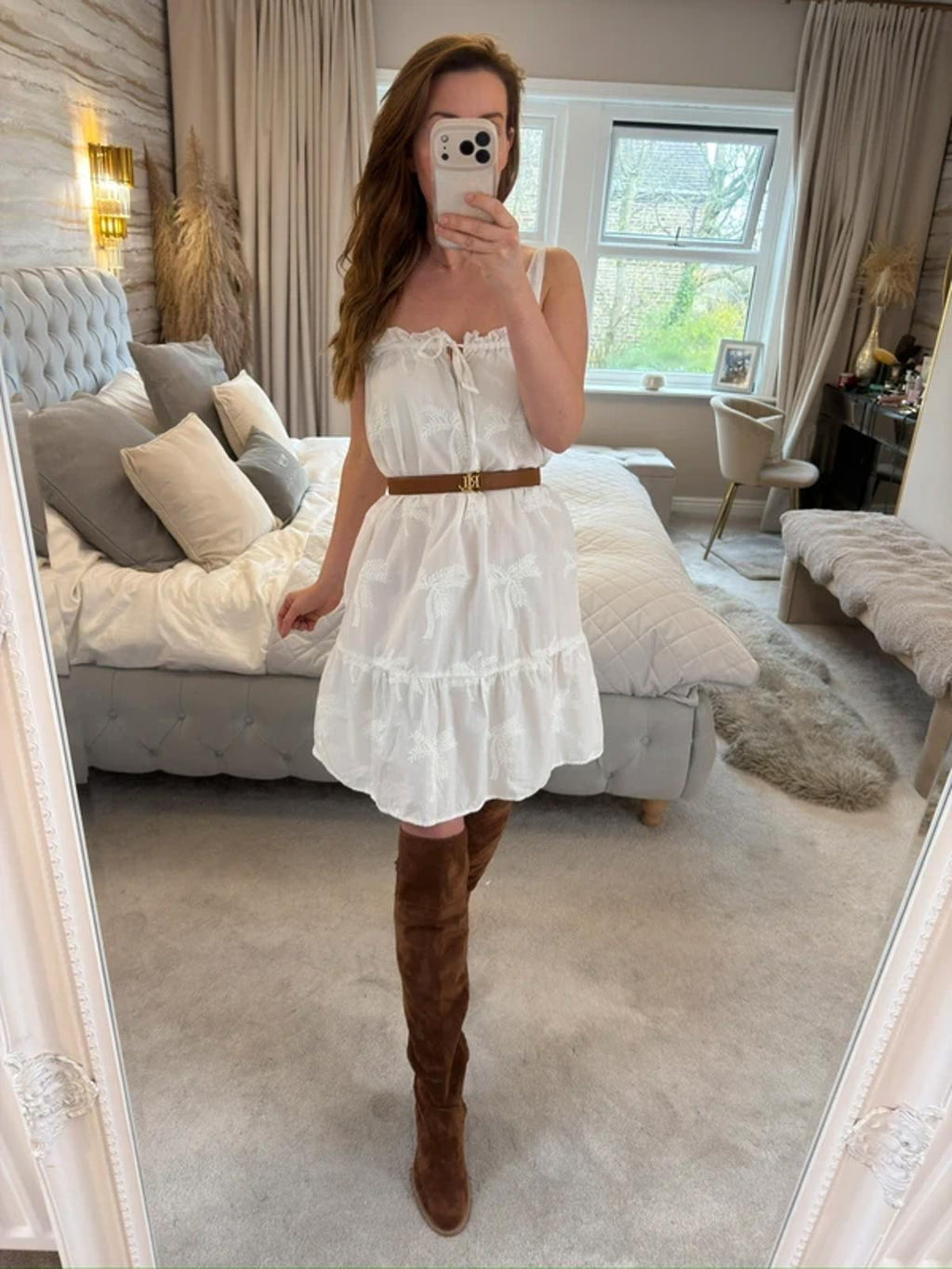 Next White Embroidered Boho Swing Dress 12
