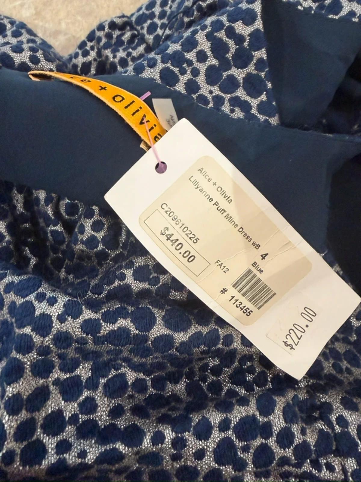 BNWT Alice + Olivia Navy & Silver Mini Dress 8