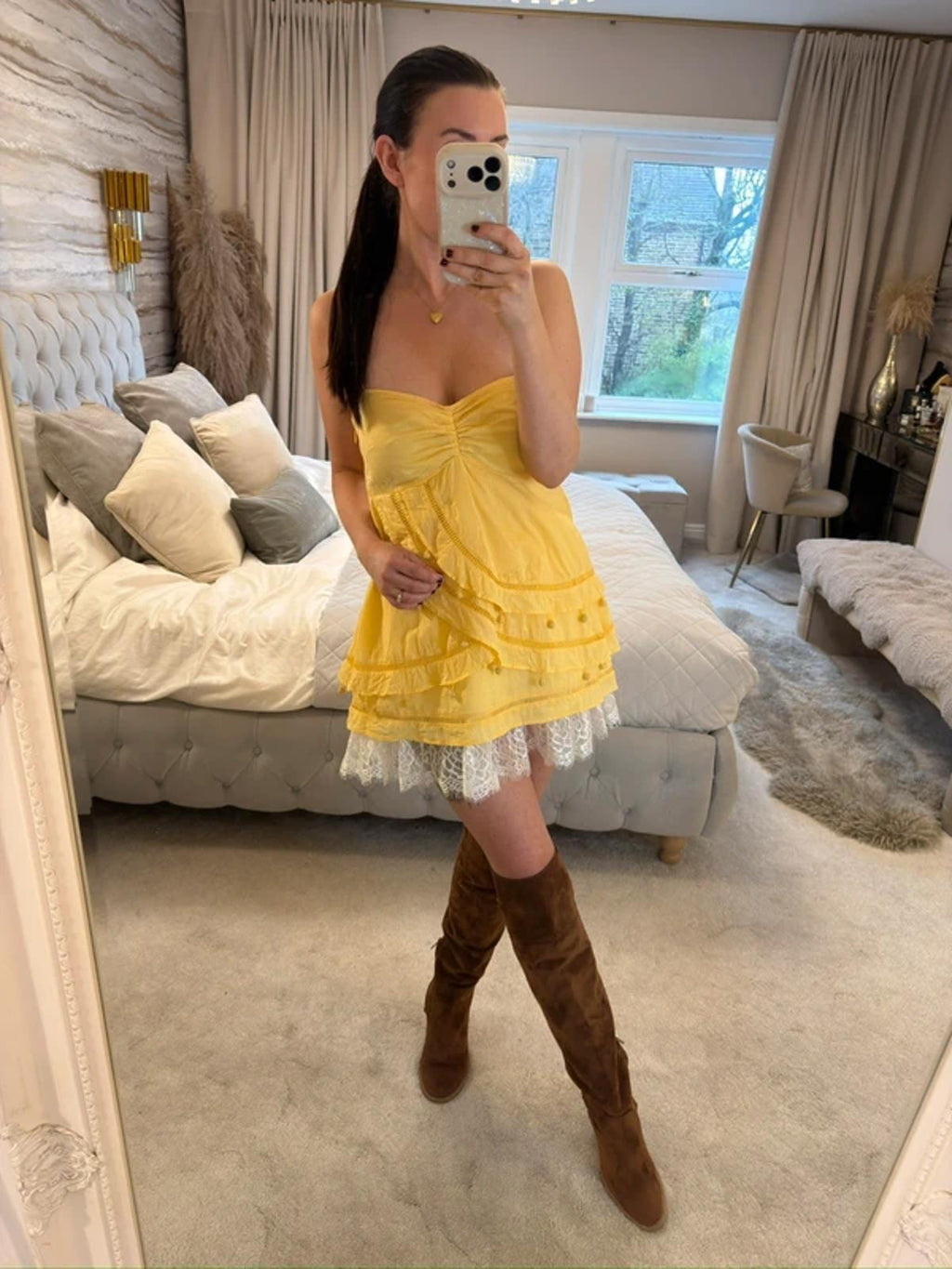 Vintage H&M Yellow Long Boho Cami 10/12