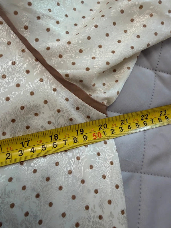 Vintage Aquascutum Cream & Brown Paisley Polka Dot Blouse Medium