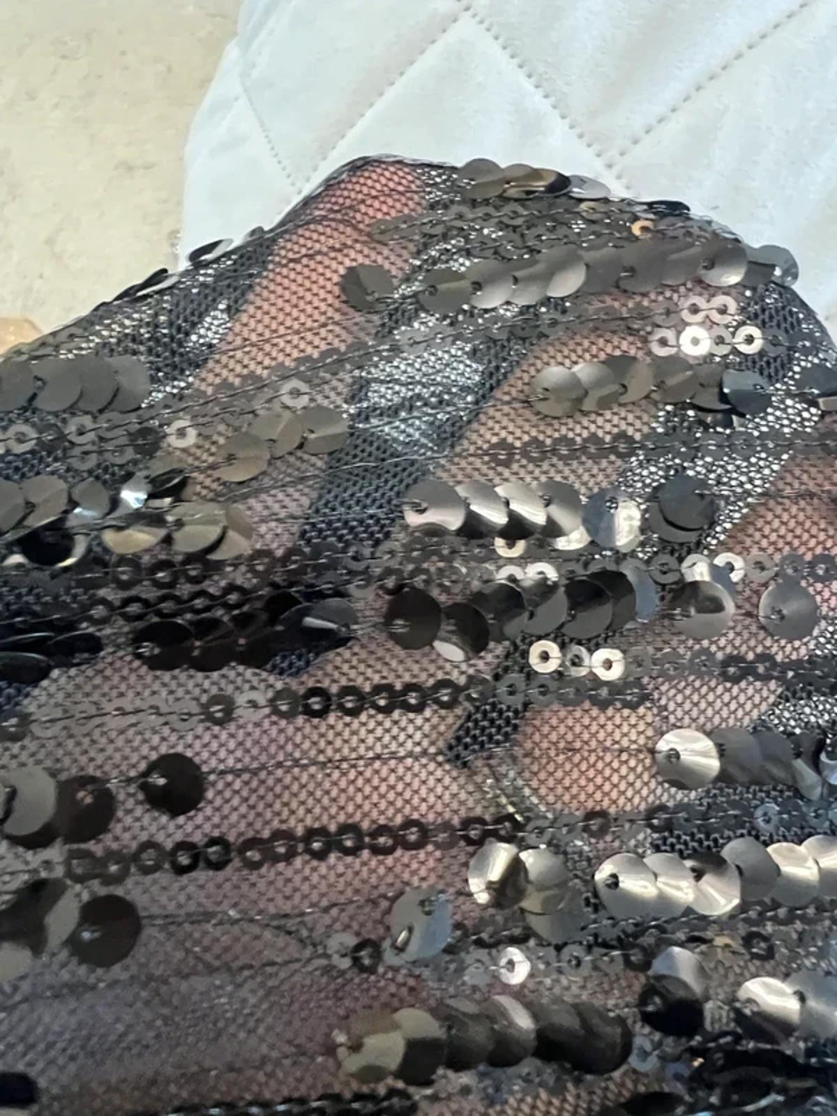 River Island Black Sequin Mini Dress 10
