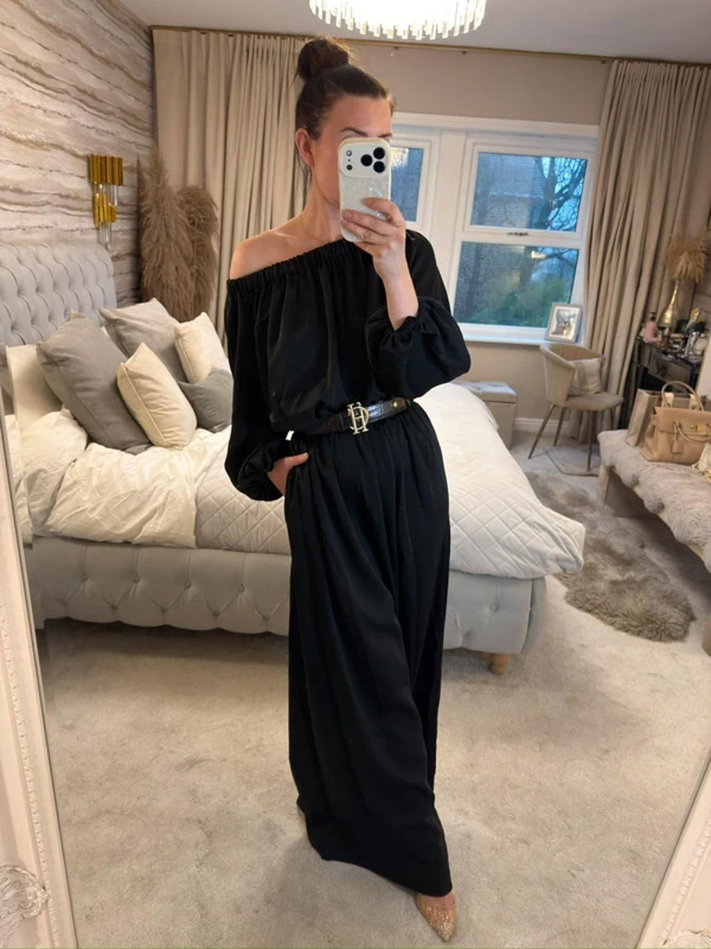 Kevan Jon Black Wide Leg Jumpsuit Small
