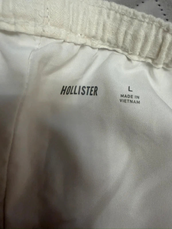 Hollister White Linen Blend Trousers Large