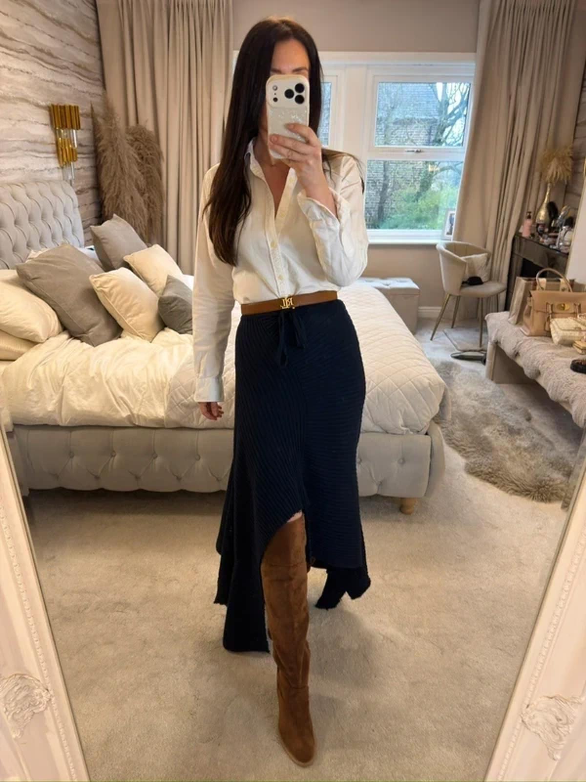Marques Almeida Navy Knitted Asymmetrical Skirt 8/10