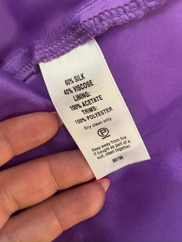 Vintage Monsoon Purple Floral Silk Devore Midi Dress 10/12