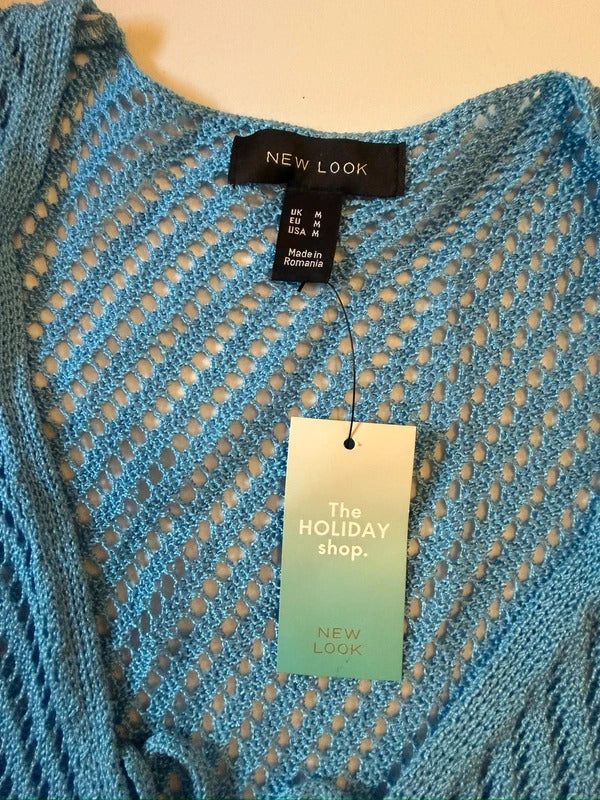 BNWT New Look Blue Sheer Crochet Maxi Dress Medium