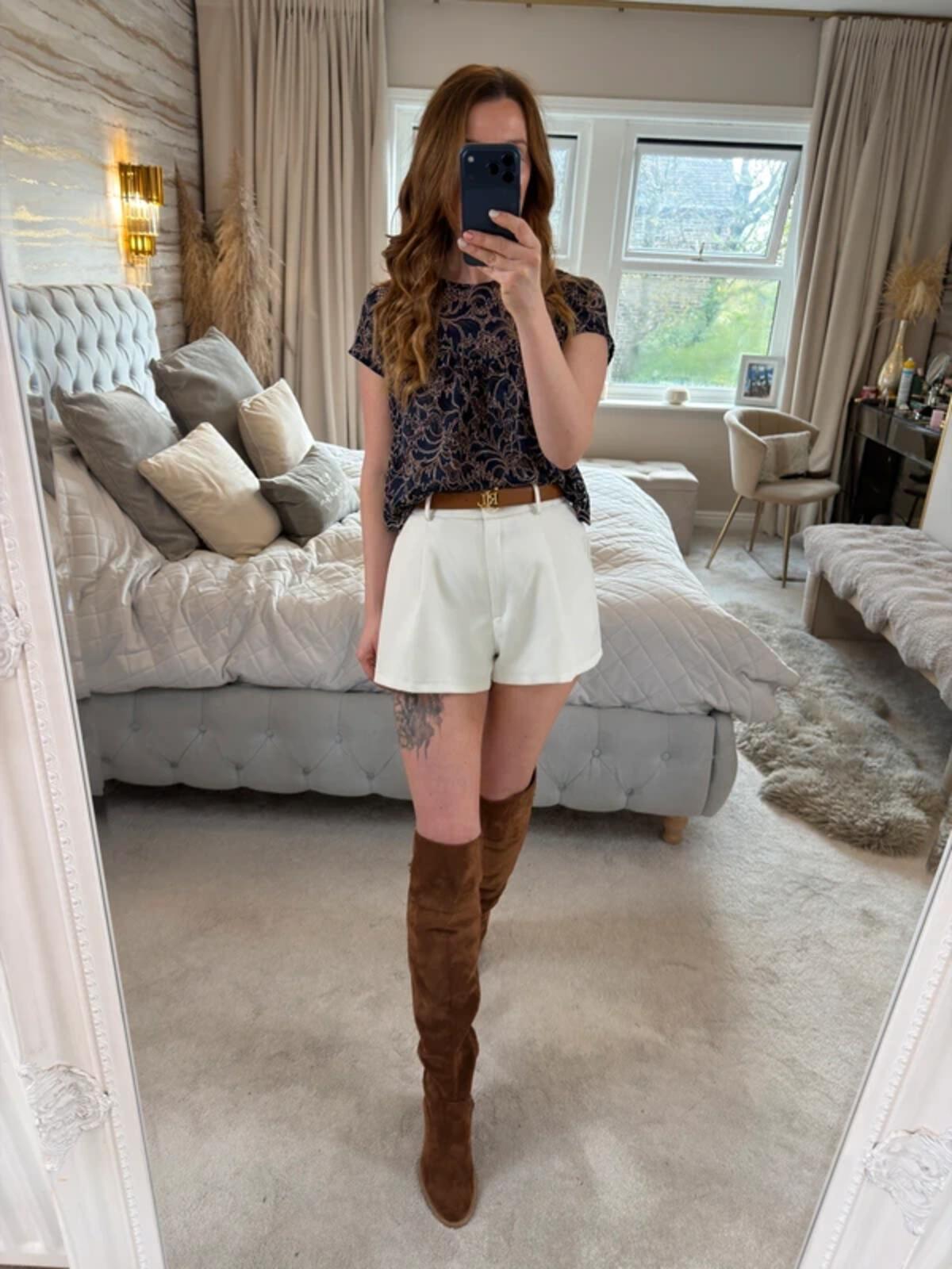 Zara Navy Semi Sheer Lace Blouse Small