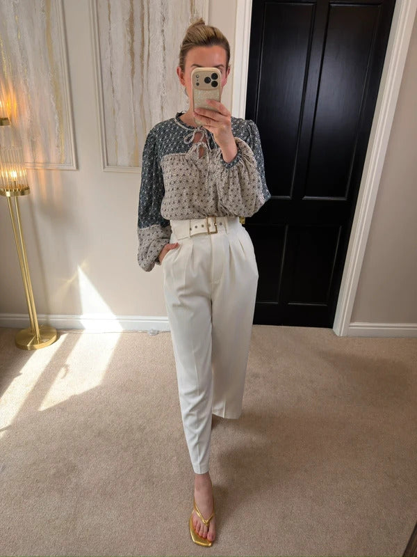 Per Una Cream & Navy Boho Blouse 12
