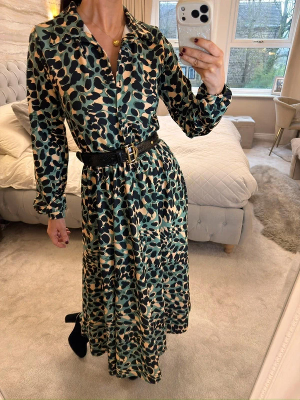 Green Belted Midi Dress 8
