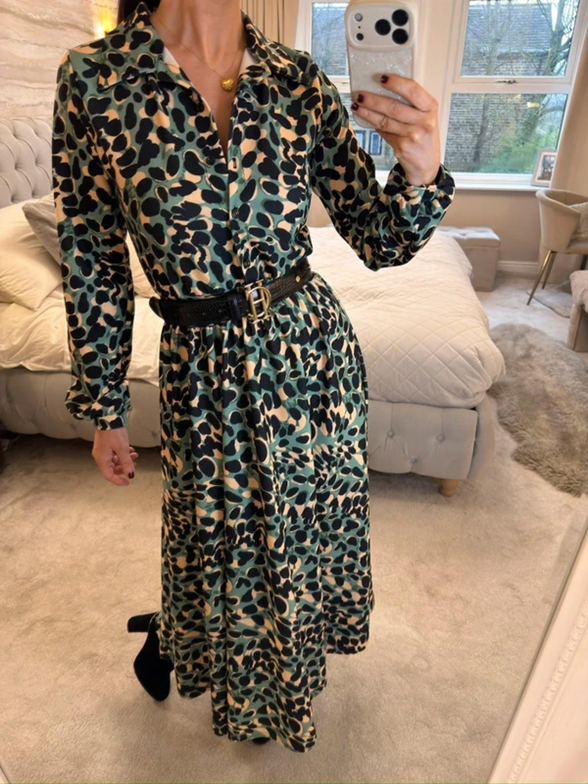 Green Belted Midi Dress 8