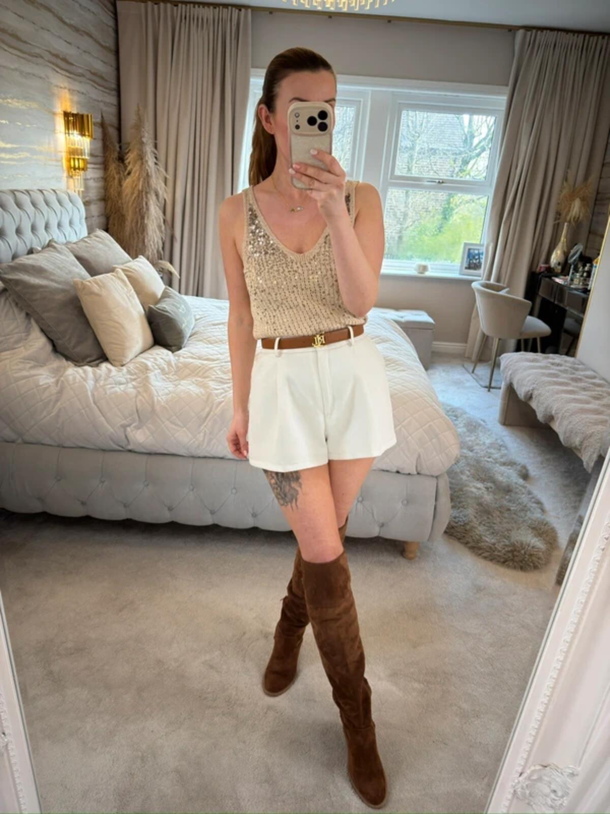 River Island Gold Metallic Sequin Knitted Top 12