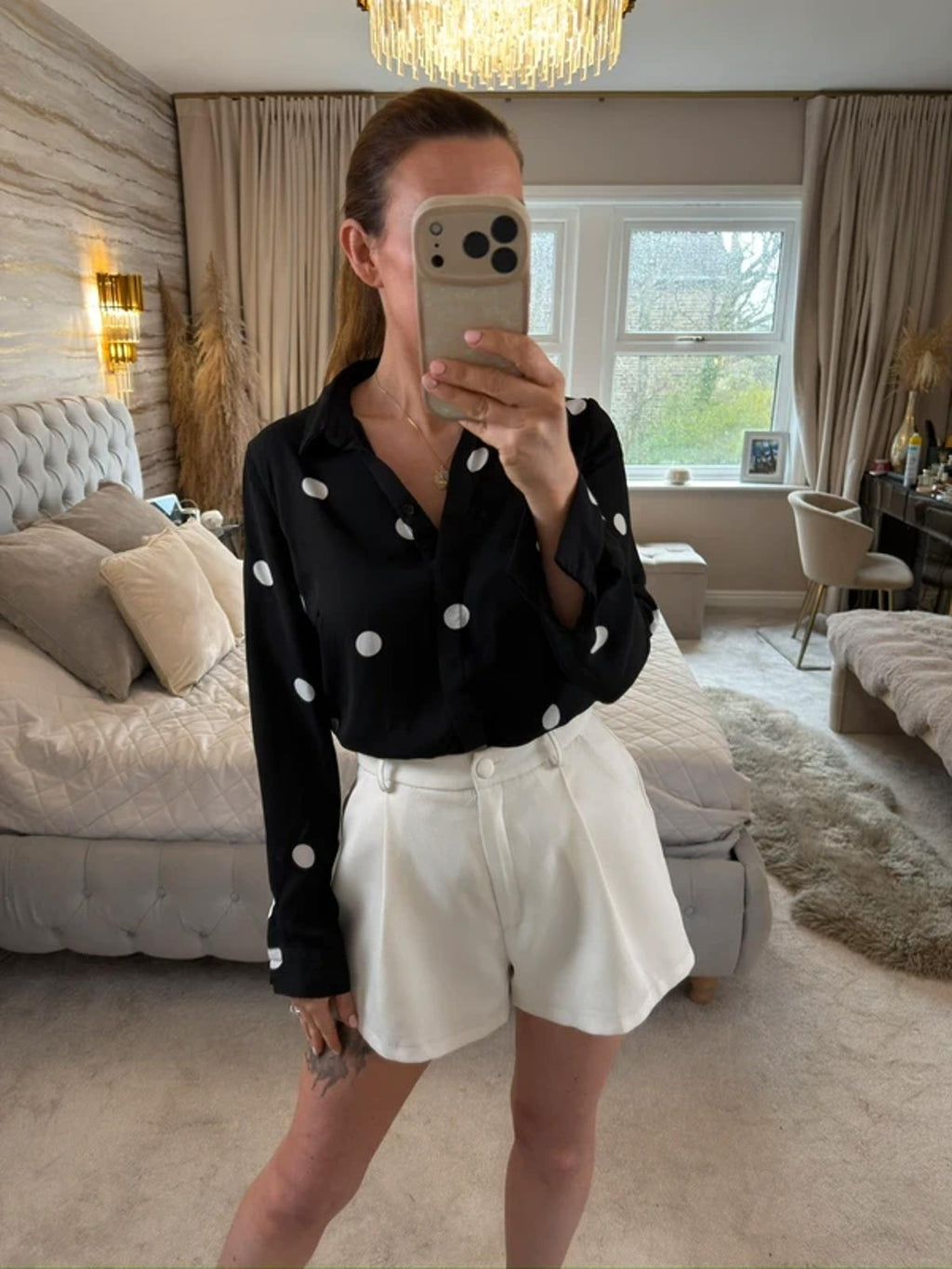 New Look Black & White Polka Dot Shirt 8