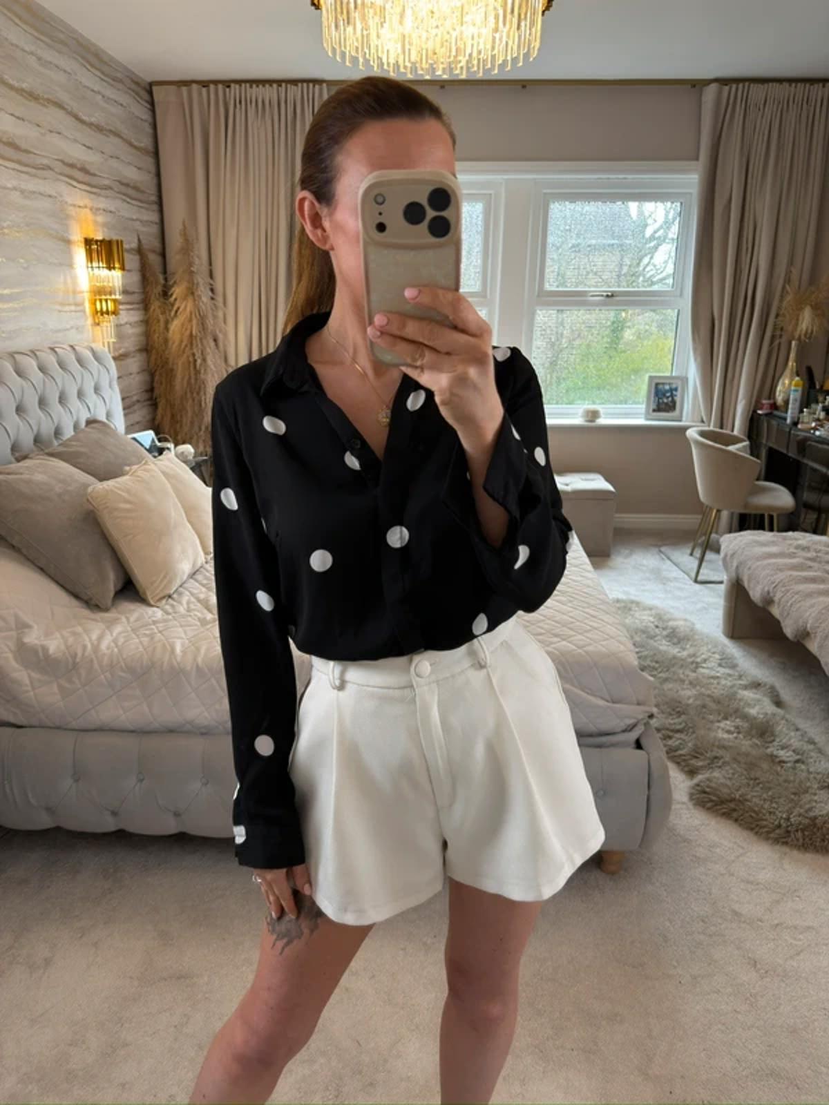 New Look Black & White Polka Dot Shirt 8