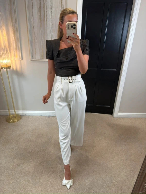 Bolongaro Trevor Brown Metallic Statement Blouse