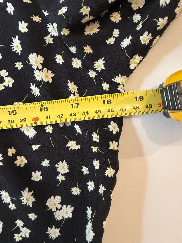 M&S Black Daisy Button Front Blouse 8