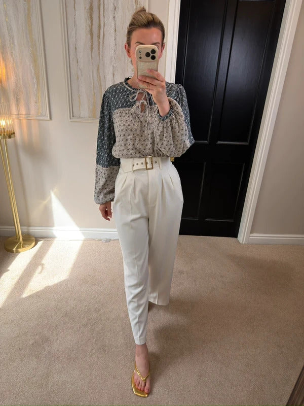 Per Una Cream & Navy Boho Blouse 12