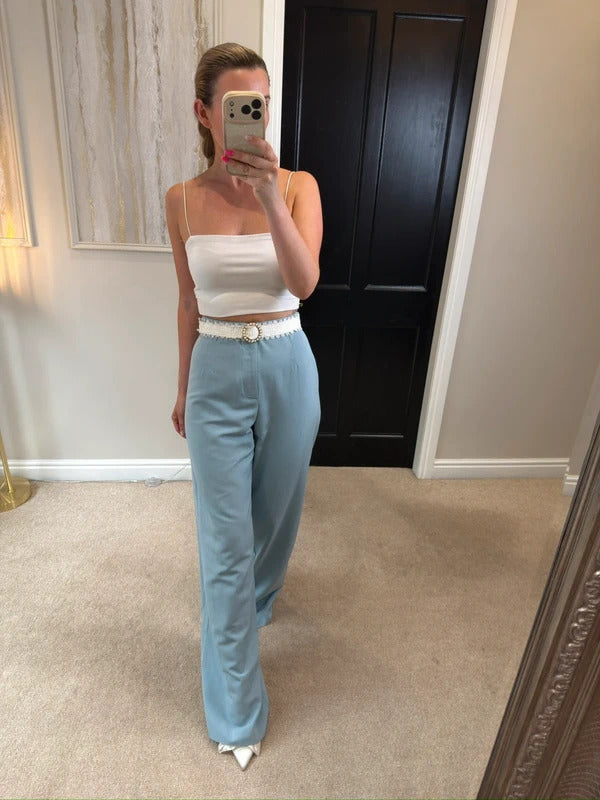 Zara Blue Wide Leg Trousers Size Medium