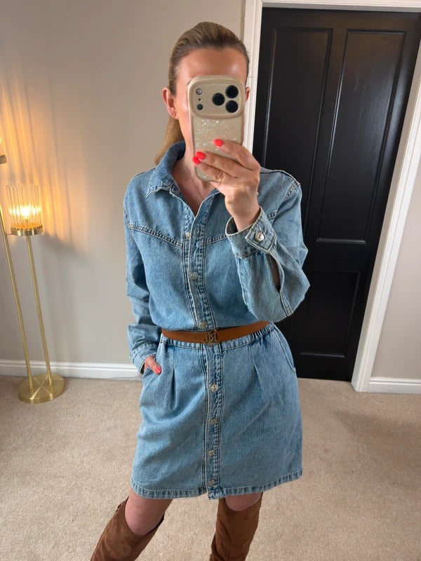 Mango Denim Shirt Dress Size Small