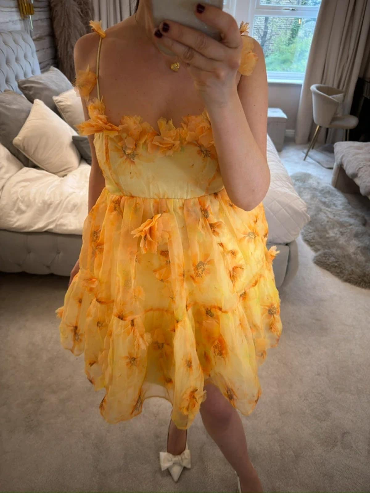 BNWT River Island Yellow 3D Floral Dress 6