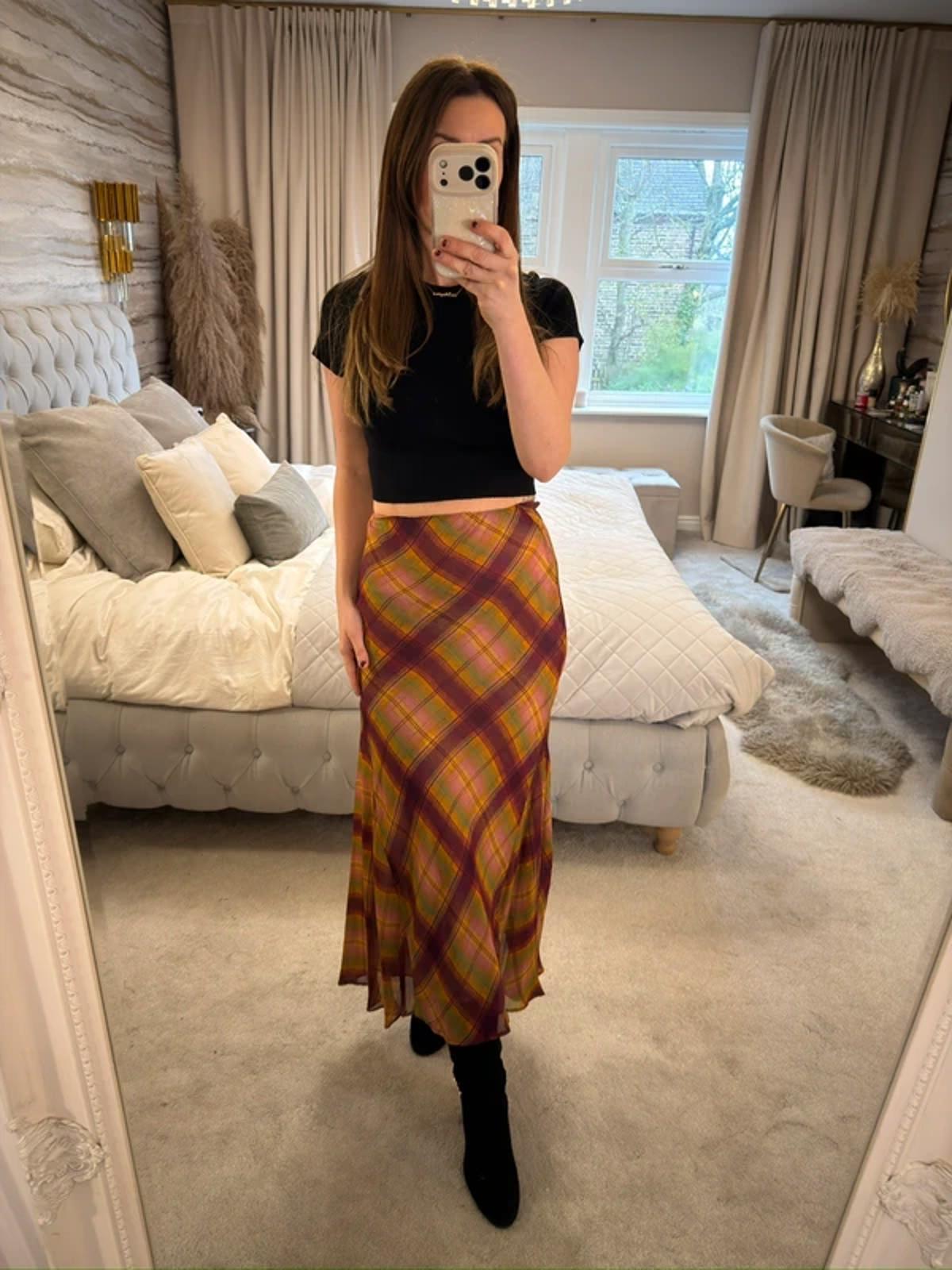 BNWT Zara Tartan Midi Skirt Small