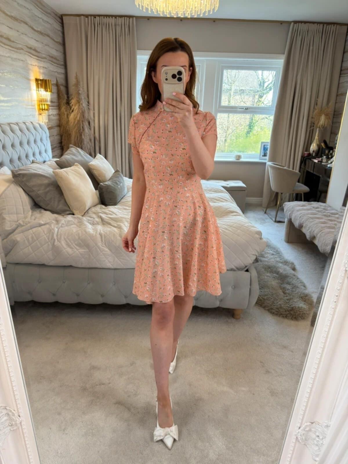 H&D Pink Floral Oriental Dress Large