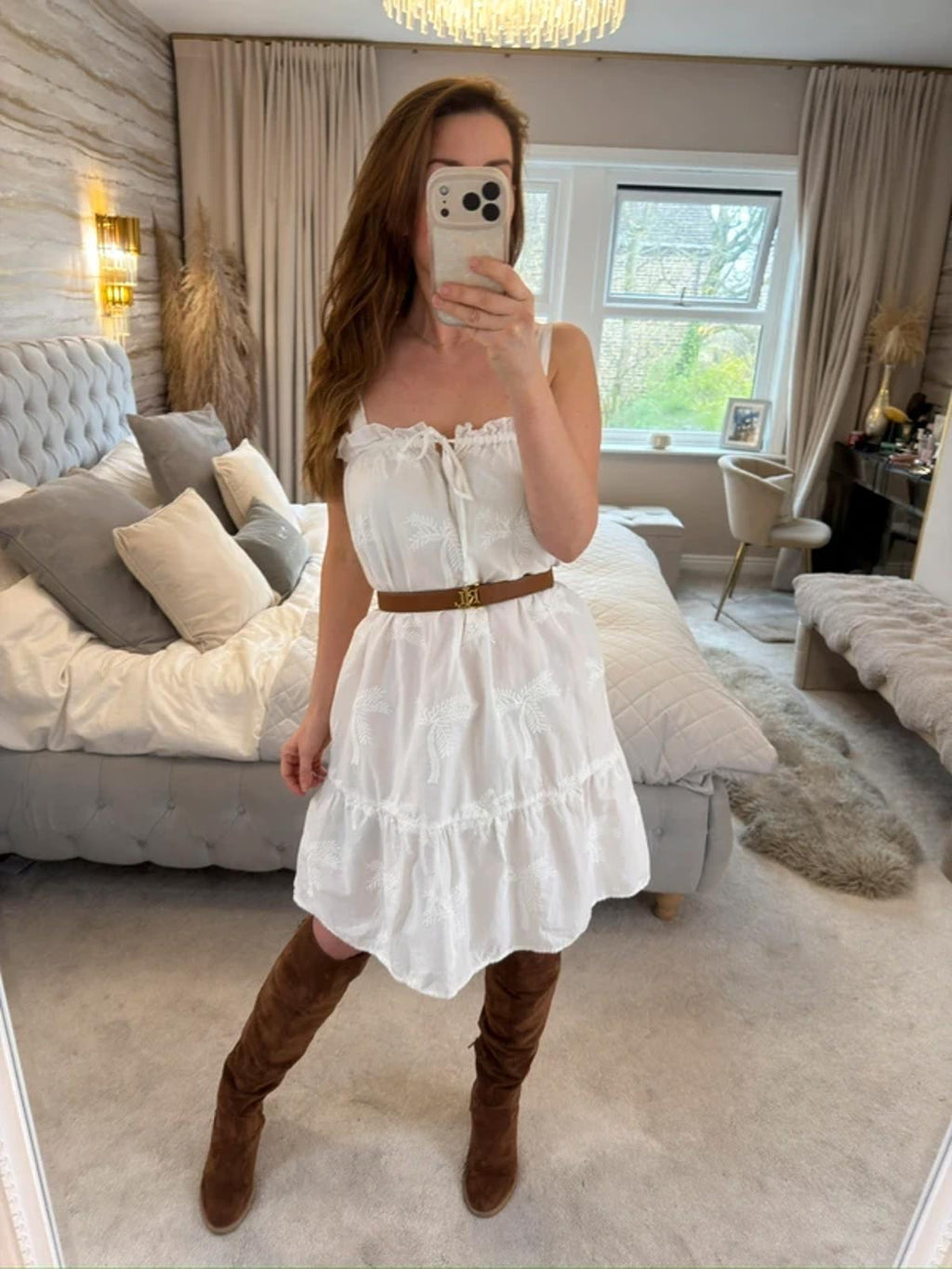 Next White Embroidered Boho Swing Dress 12