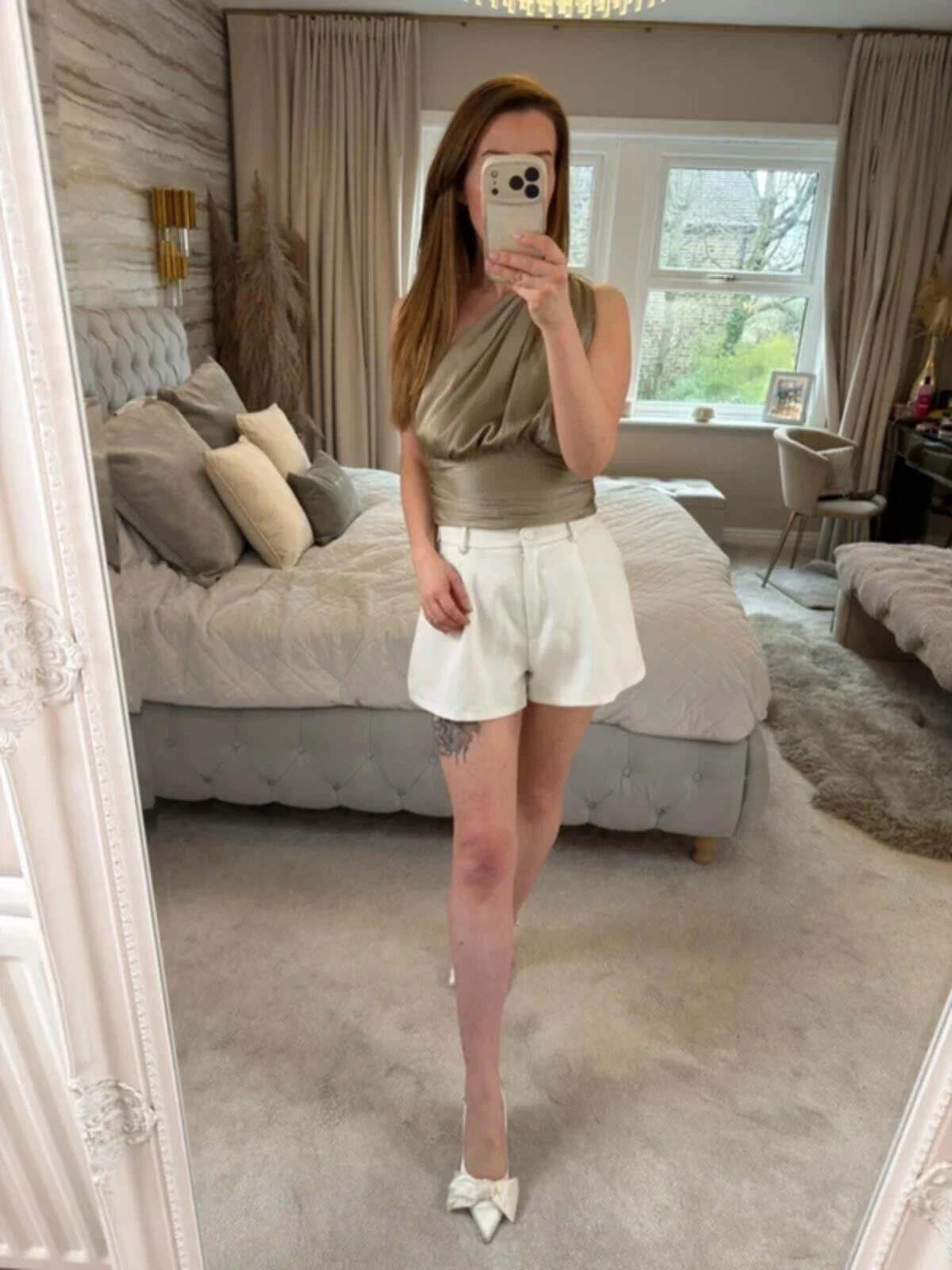NA-KD Brown Satin Asymmetrical Blouse BNWT 12