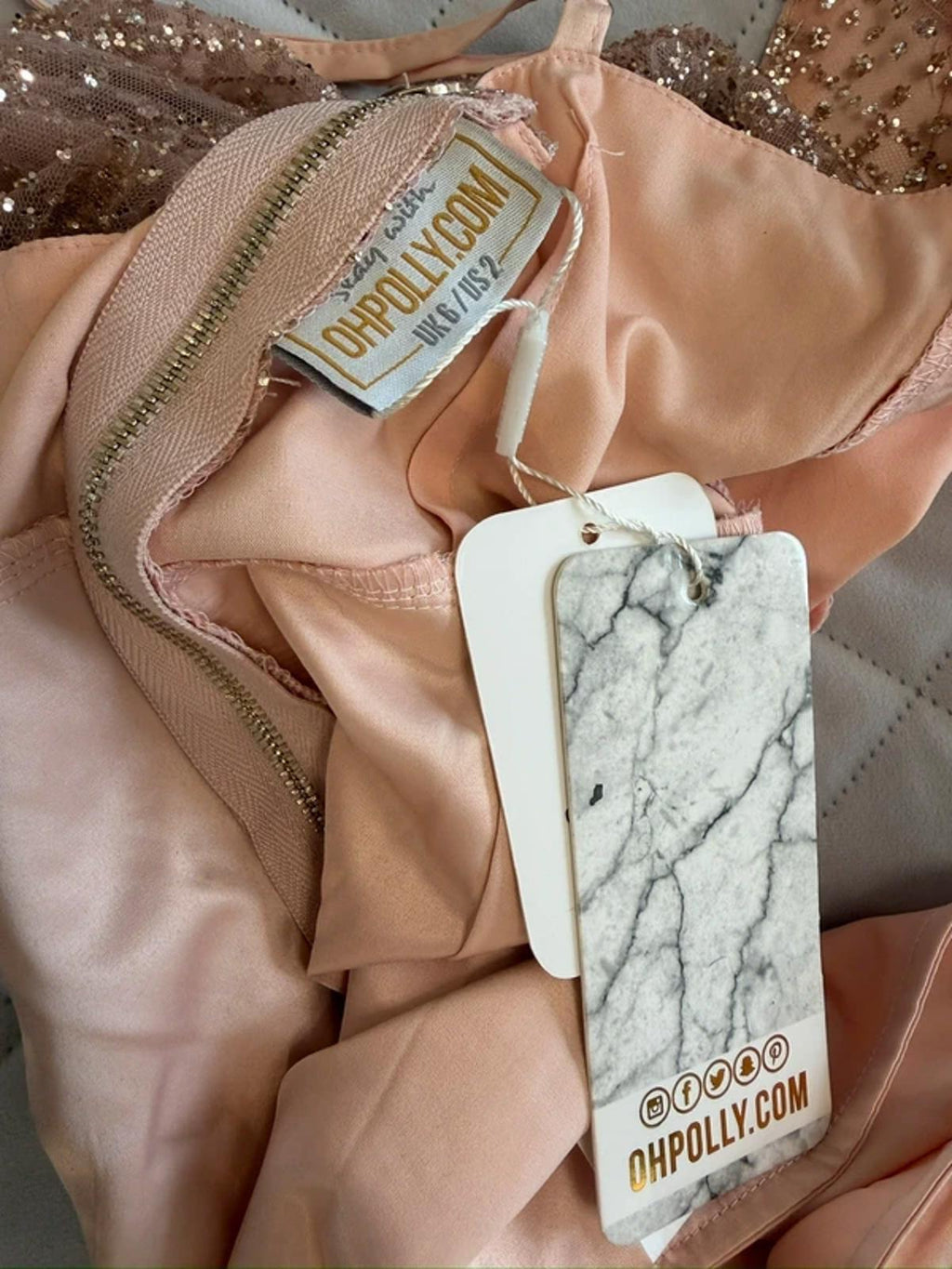 BNWT Oh Polly Nude Embellished Sheer Dress 6
