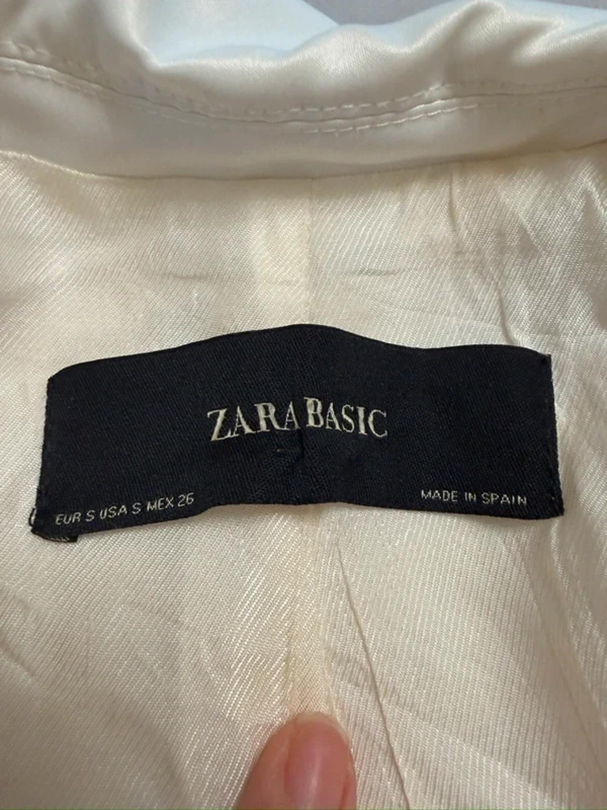 Zara Off White satin Trim Blazer Jacket Small