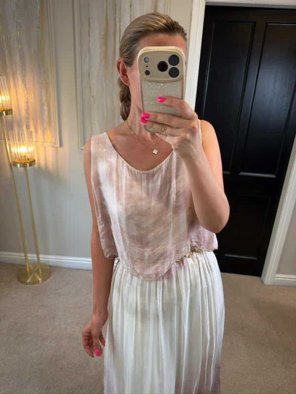 Boutique Pink & White Maxi Dress One Size