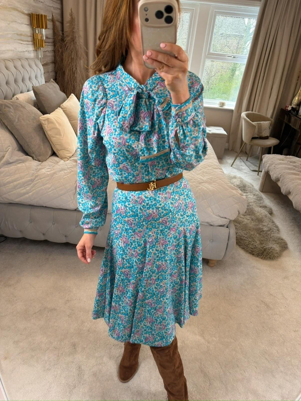 Vintage Blue Paisley Skirt Co Ord 6/8