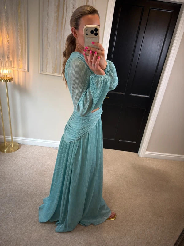 Anne Louise Boutique Blue Goddess Open Back Maxi Dress 6