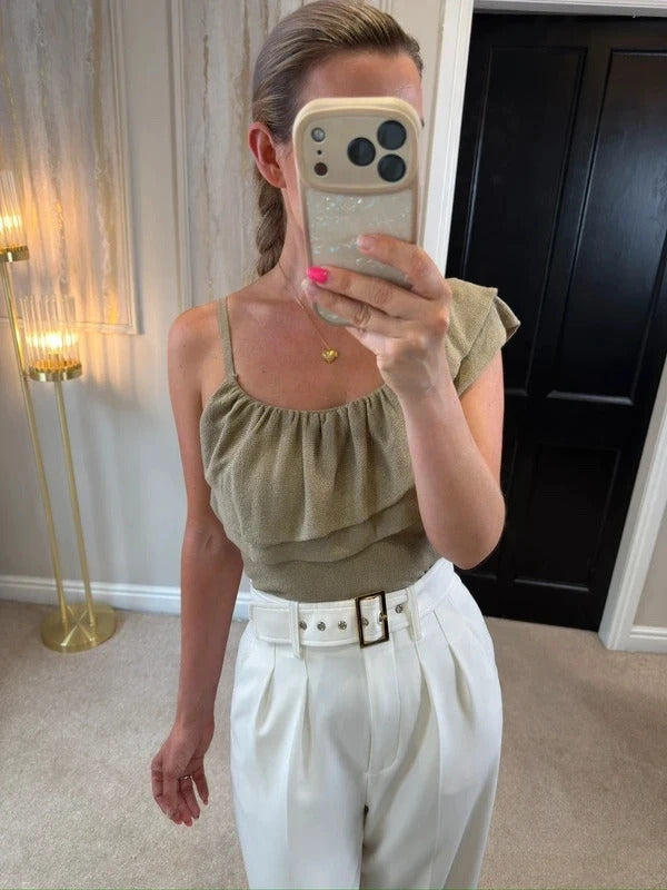 BNWT Zara Oatmeal Asymmetrical Knit Top Small
