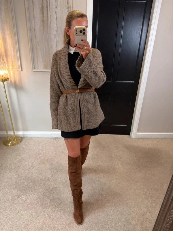 M&S Brown Knitted Open Cardigan 20