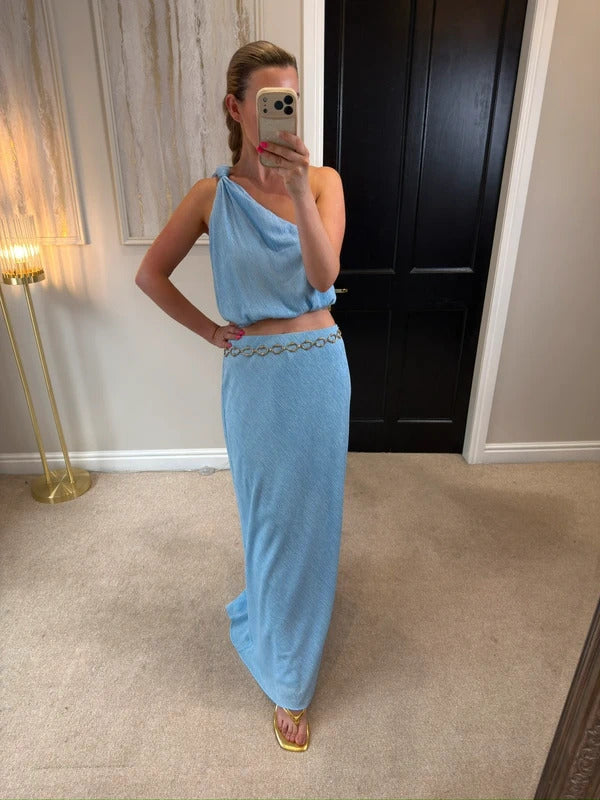 BNWT Abercrombie & Fitch Blue Maxi Skirt Co Ord Medium