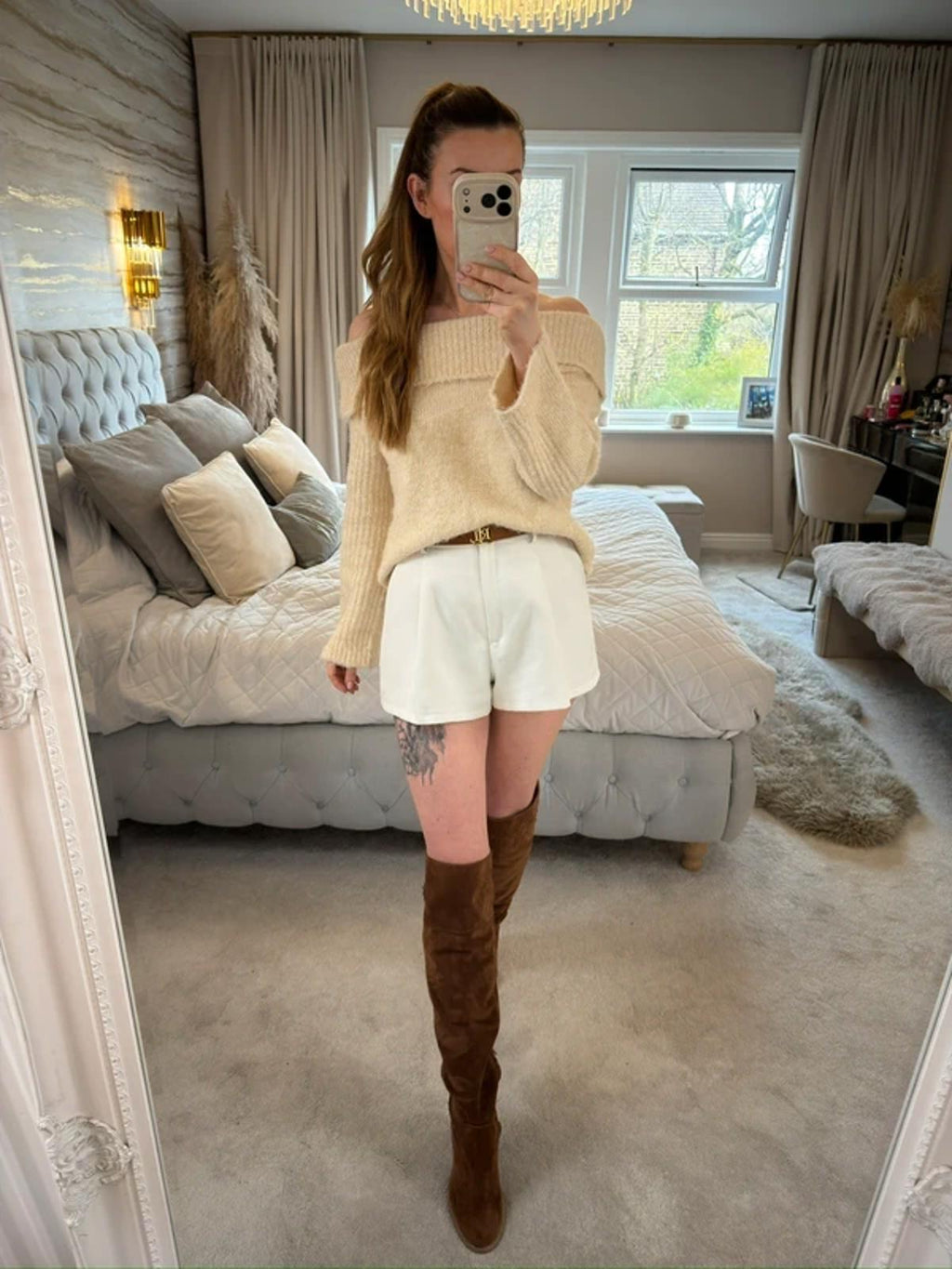 Kimchi Blue Cream Off The Shoulder Jumper XS