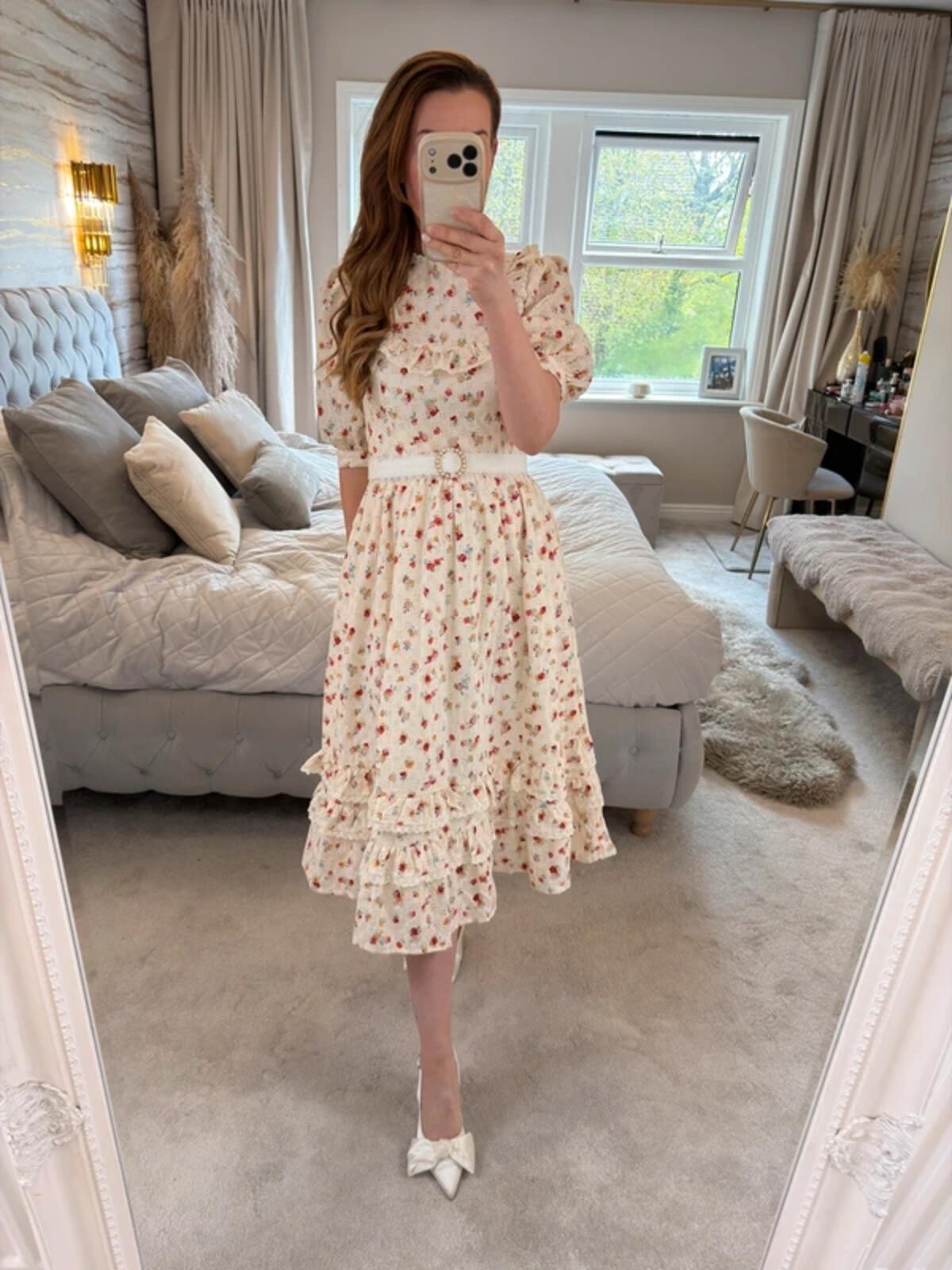 BNWT Anne Louise Boutique Floral Frill Midi Dress 8