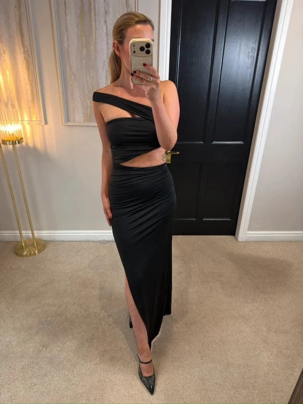 Oh Polly Black Maxi Cut Out Split Maxi Dress 10