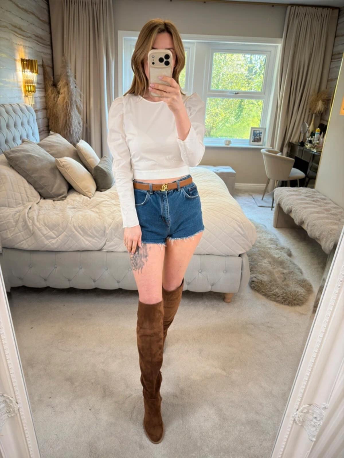 Zara White Puff Shoulder Blouse Small