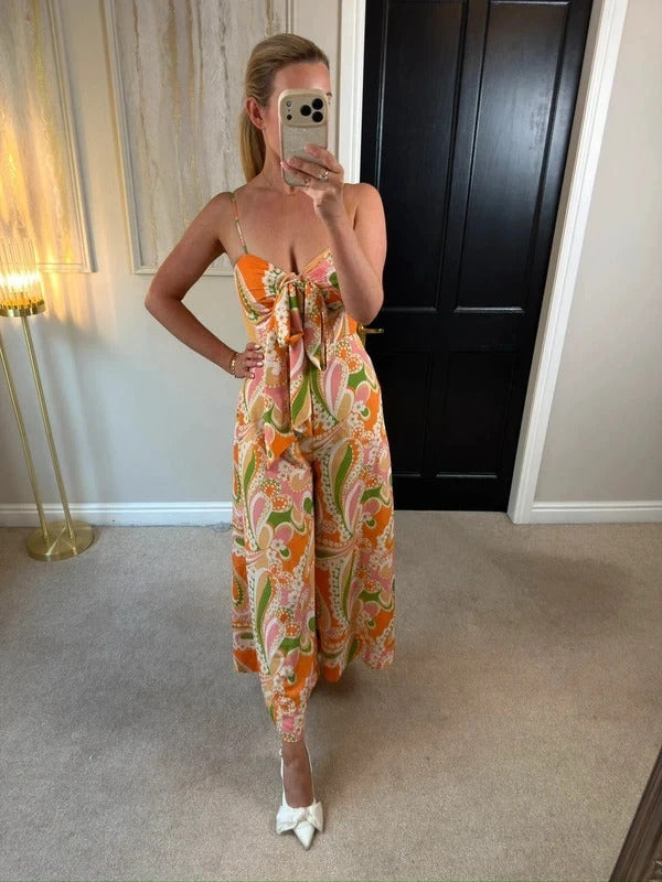 Warehouse Multicoloured Floral Wide Leg Jumpsuit Petite 4