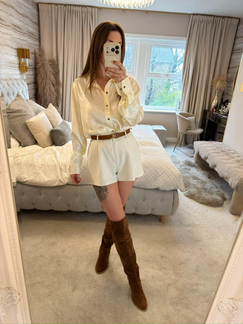 BNWT Cream Floral Satin Shirt Small